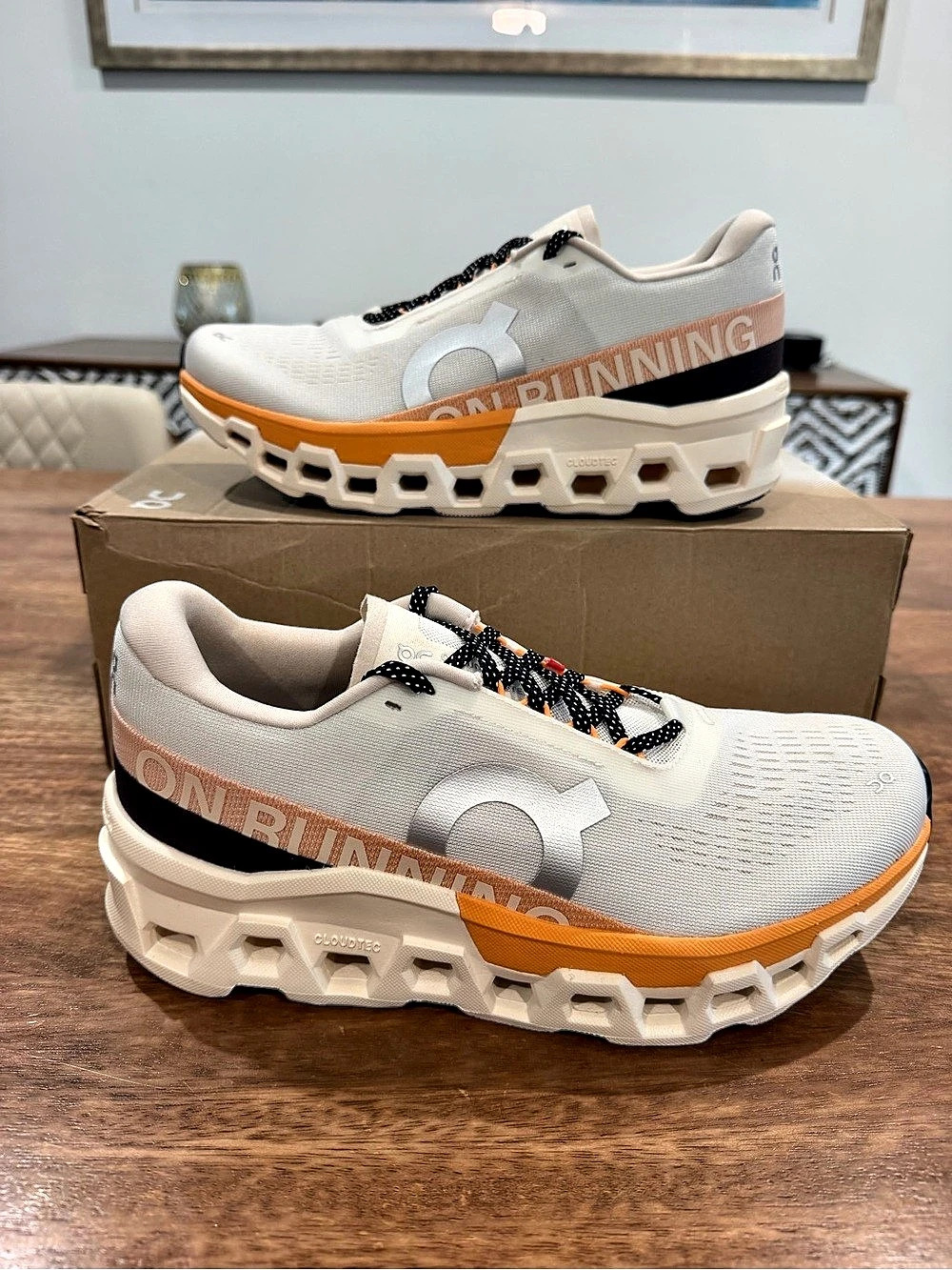 On Cloudmonster 2 Athletic Shoes-Ivory/Tangerin-Size 9.5W/8M BNI
